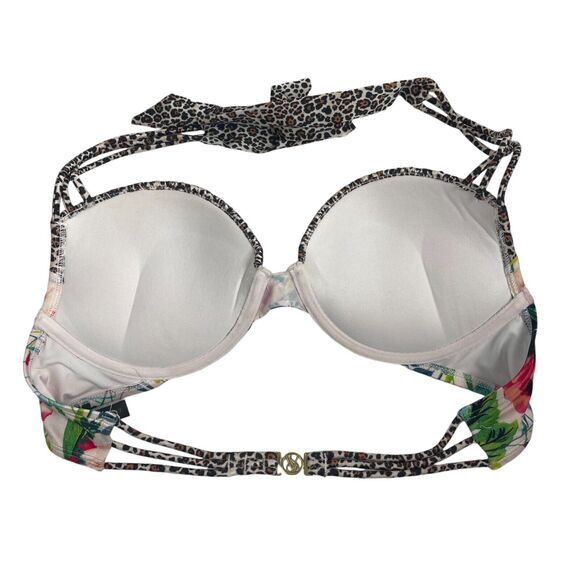 Victoria's Secret The Bombshell Animal Floral Add 2 Cups Halter Bikini Top 36B - Picture 3 of 6